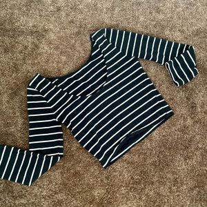 Striped white and back crop top